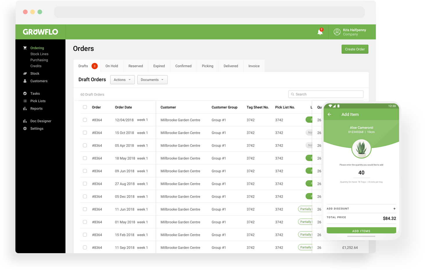 Example Growflo screens